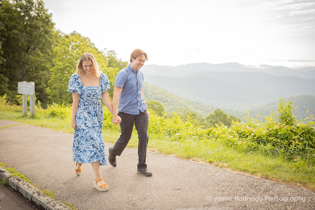 Engagement Photos at an Overlook on the Blue Ridge Parkway | Asheville Photographer
