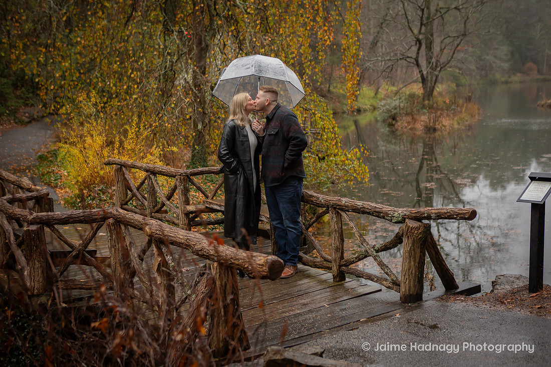 Surprise Proposal in the Rain at The Biltmore Bass Pond | Engagement Photography