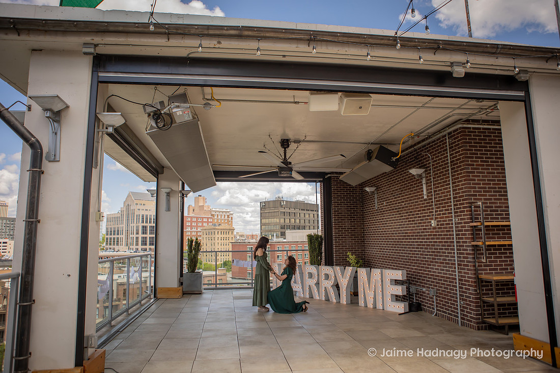 Rooftop Gay Couple Proposal Photographer Greenville, SC