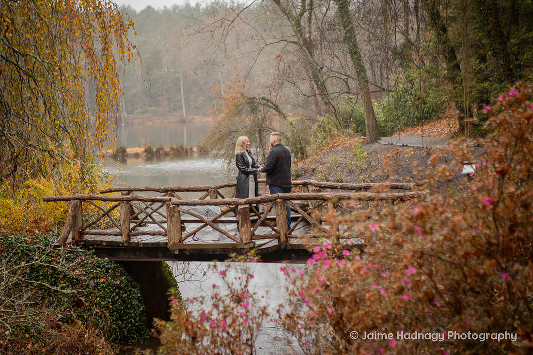 Surprise Proposal in the Rain at The Biltmore Bass Pond | Engagement Photography