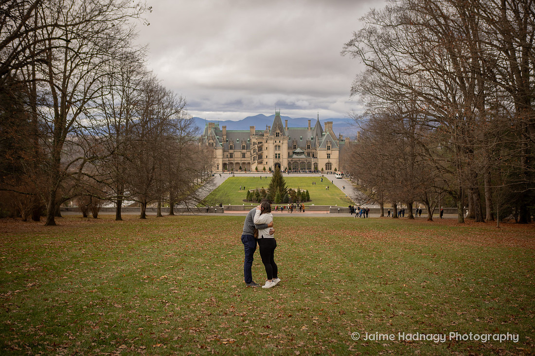 Surprise Proposal on Diana Hill at the Biltmore Estate | Asheville Engagement Photographer