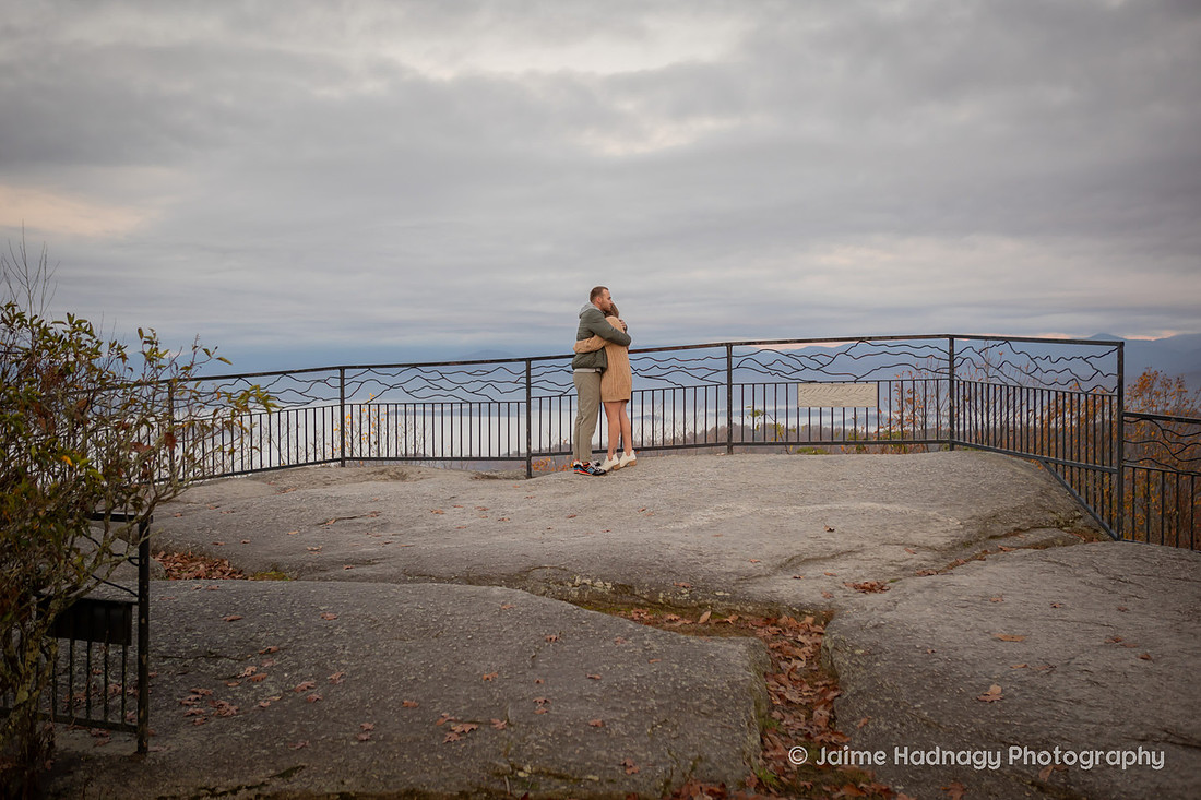 Morning Surprise Proposal at Jump Off Rock | Asheville Engagement Photographer