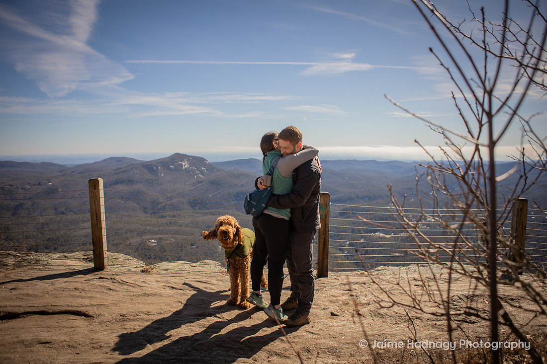 Proposal Photography in the Mountains with dog | Asheville Engagement Photographer