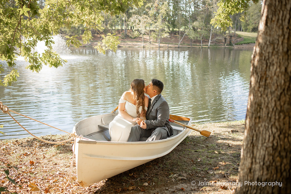Wedding Portraits in a Row Boat | Asheville Elopement Photographer | Destination Wedding