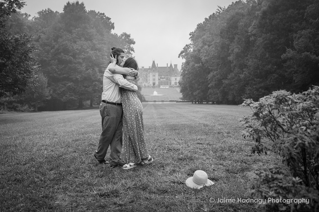 Rainy Engagement Photography at The Biltmore House | Asheville Proposal Photographer