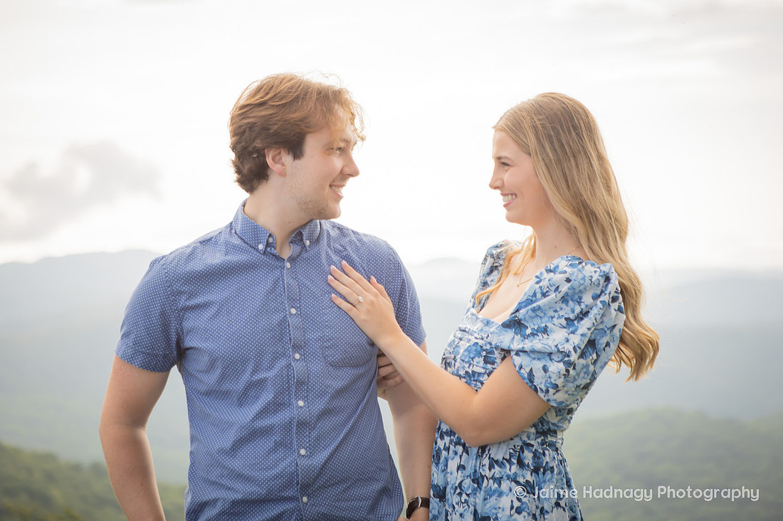Engagement Photos at an Overlook on the Blue Ridge Parkway | Asheville Photographer
