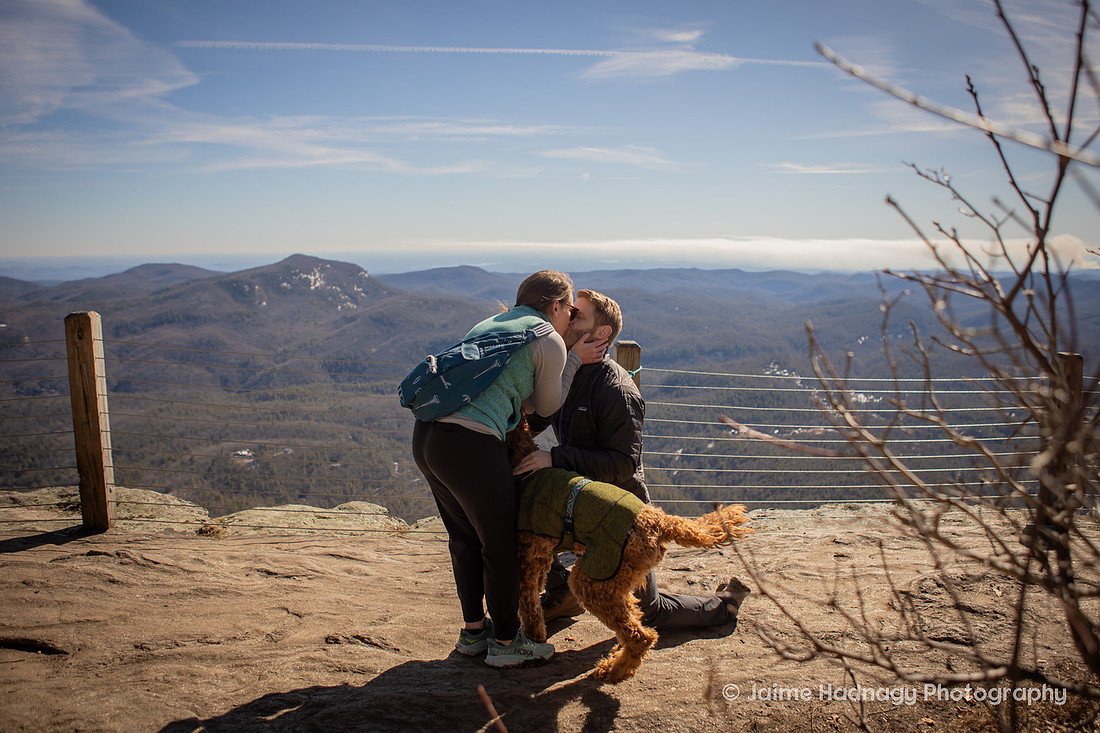 Proposal Photography in the Mountains with dog | Asheville Engagement Photographer