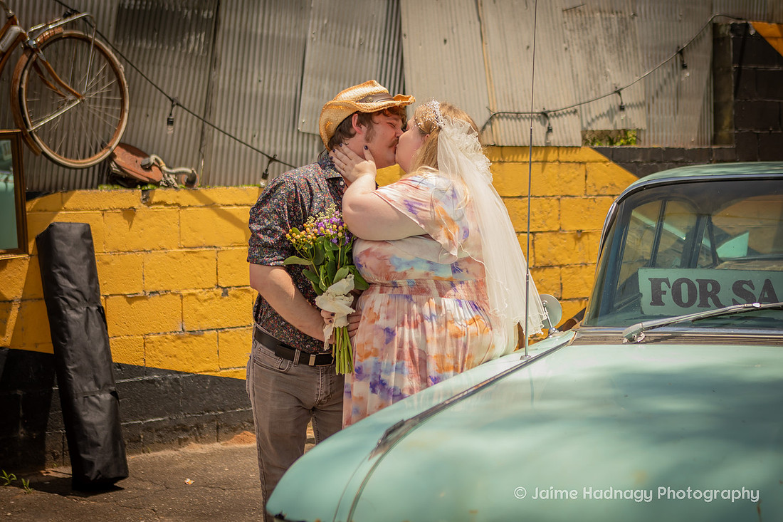 Wedding Photos at Fleetwoods Rock n Roll Chapel | Asheville elopement Photographer