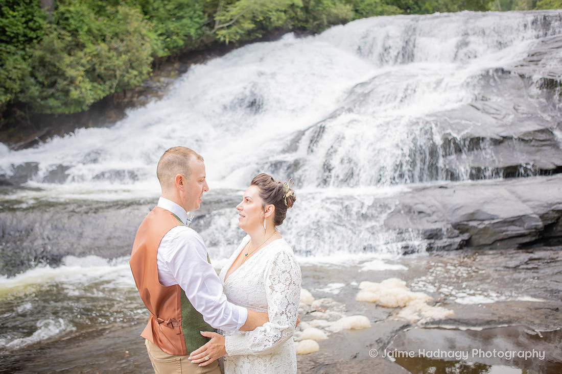 Boho Wedding at a Waterfall in Western NC | Brevard Triple Falls Elopement