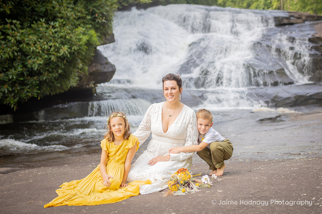 Wedding Day Bridal Portraits at Triple Falls in Brevard NC | Asheville Elopement Photographer