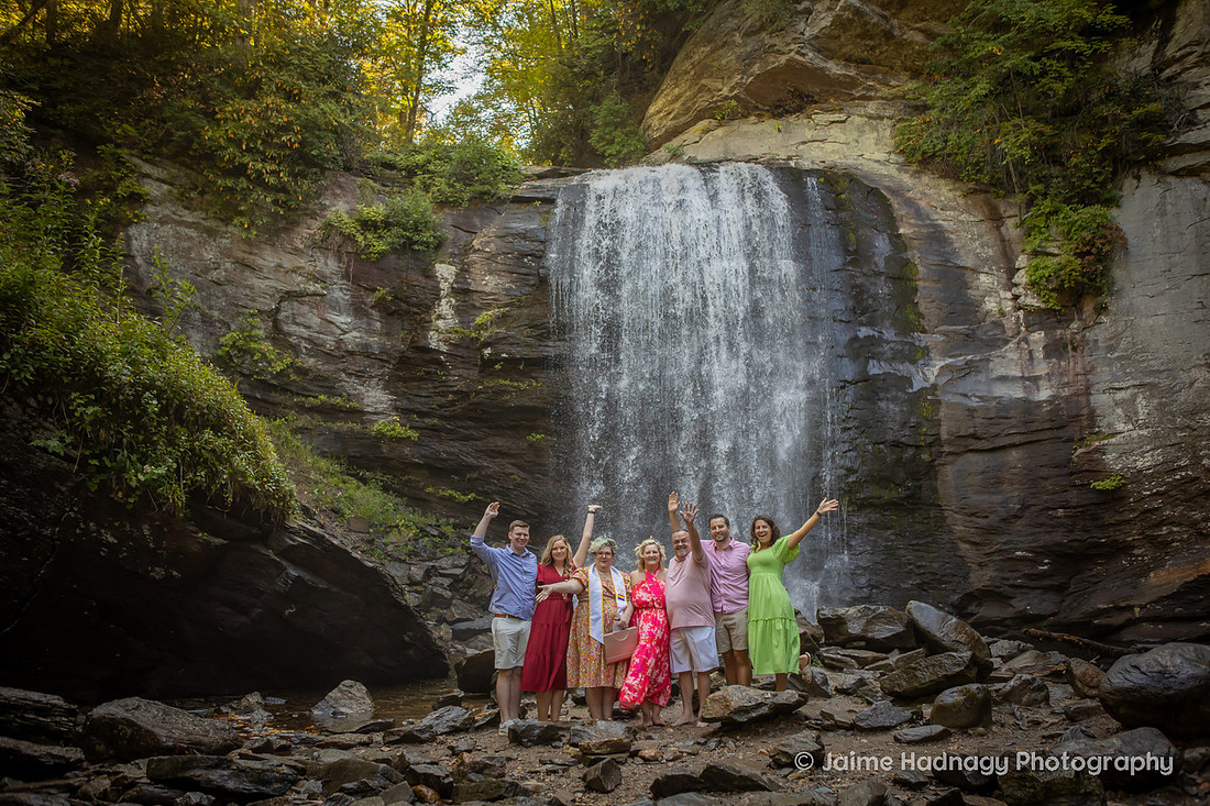 Outdoor Elopement Photography at Looking Glass Falls Brevard, NC