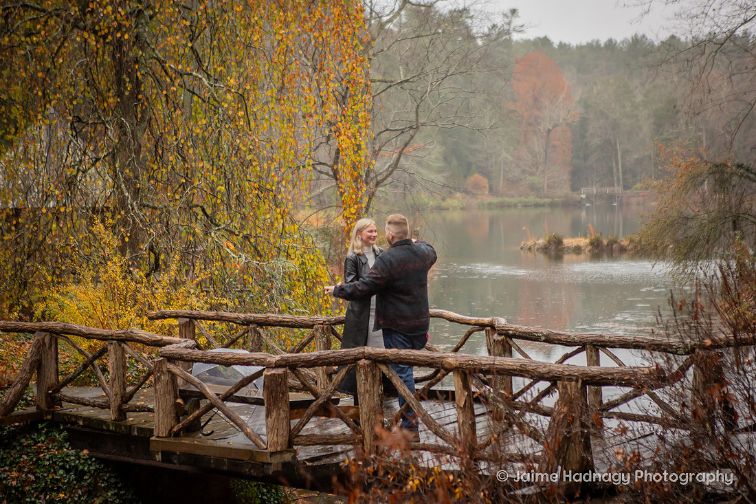 Surprise Proposal in the Rain at The Biltmore Bass Pond | Engagement Photography
