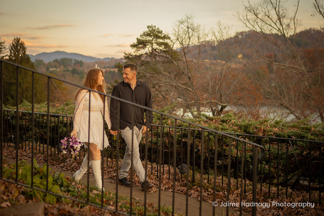 Bride and Groom at Inspiration Point Lake Junaluska | Wedding Photographer