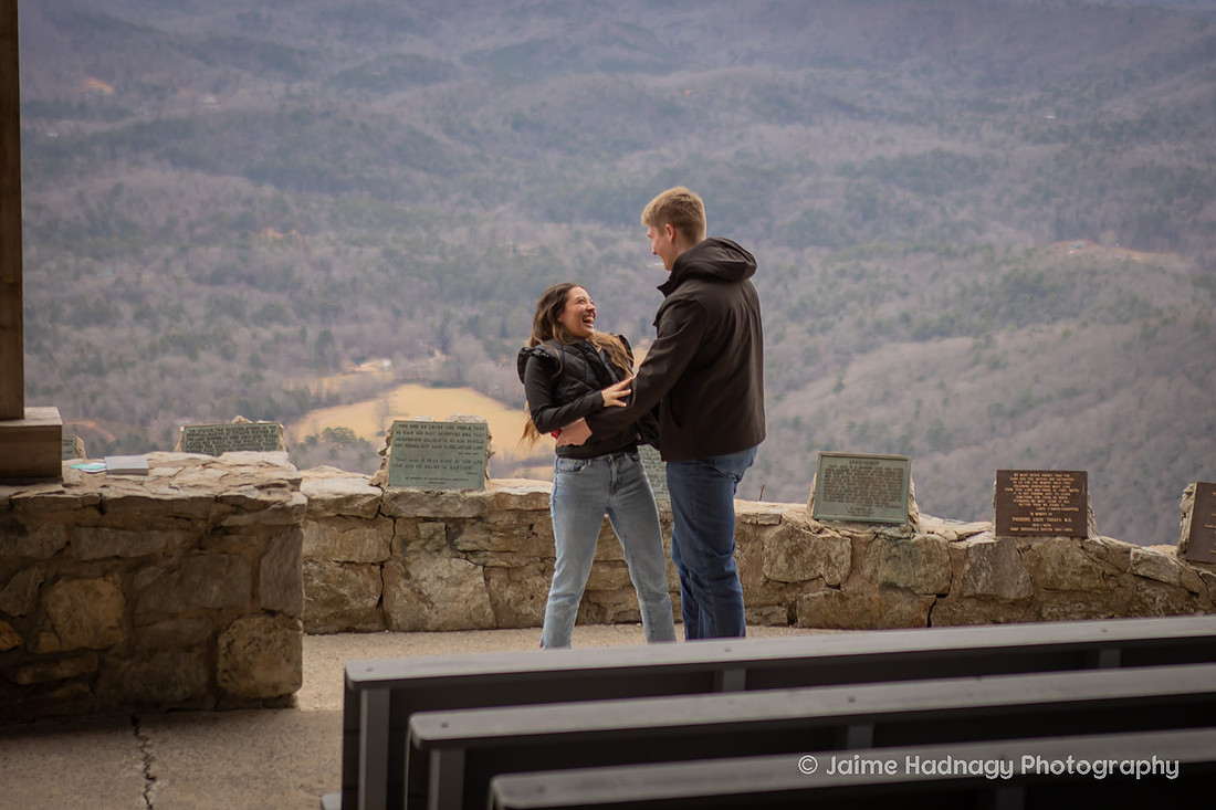 Surprise Winter Proposal at Pretty Place | Asheville Engagement Photographer