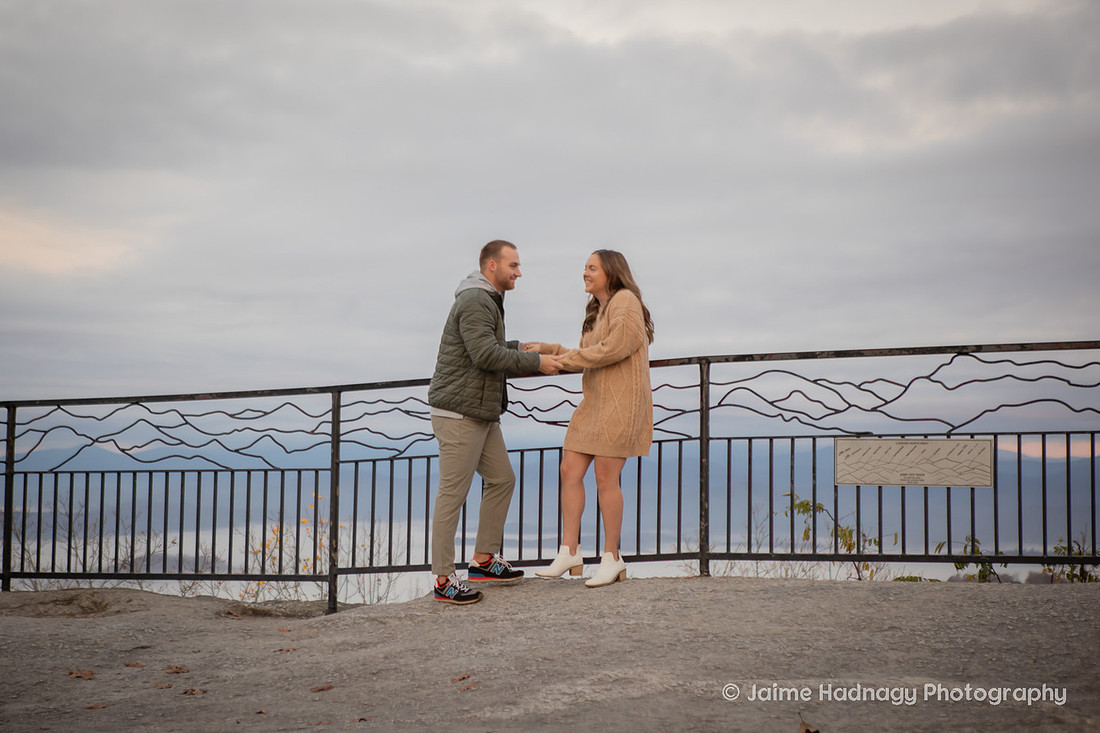 Morning Surprise Proposal at Jump Off Rock | Asheville Engagement Photographer
