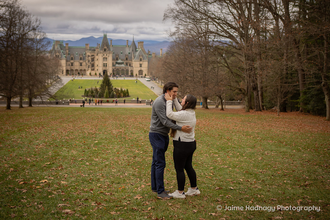 Surprise Proposal on Diana Hill at the Biltmore Estate | Asheville Engagement Photographer