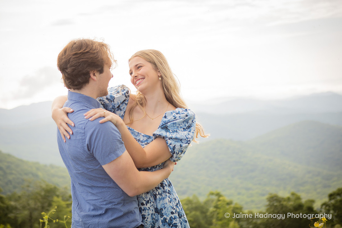 Engagement Photos at an Overlook on the Blue Ridge Parkway | Asheville Photographer