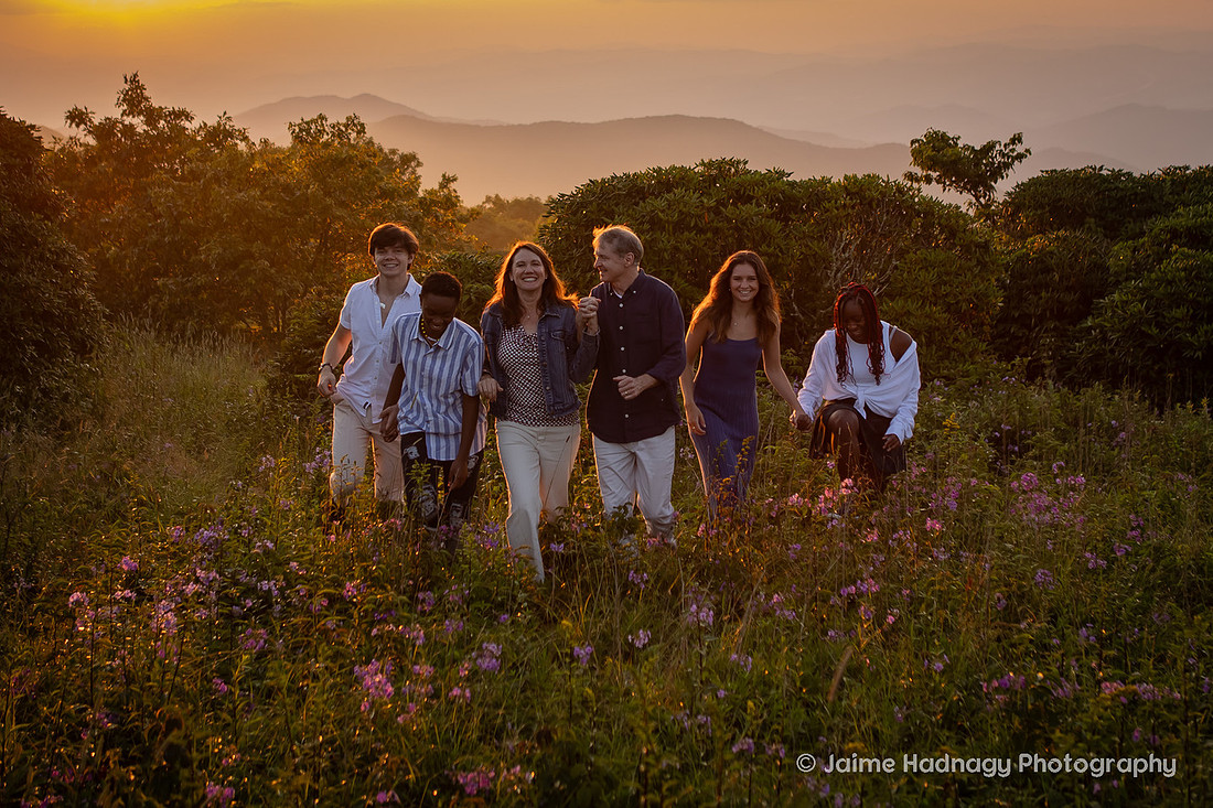 Sunset Hiking Family Photos | Asheville Photographer