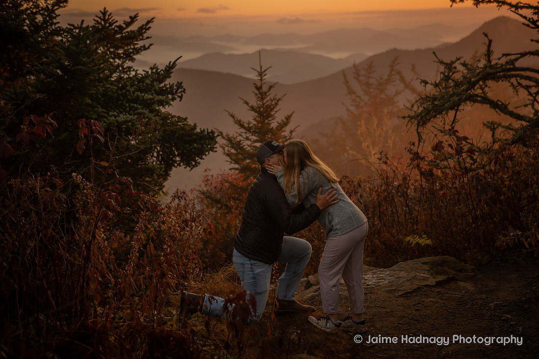 Sunrise Hiking Proposal | WNC Engagement Photographer