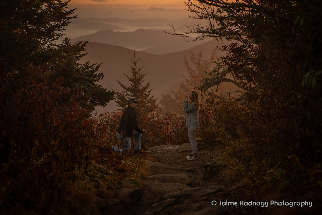 Sunrise Hiking Proposal | WNC Engagement Photographer