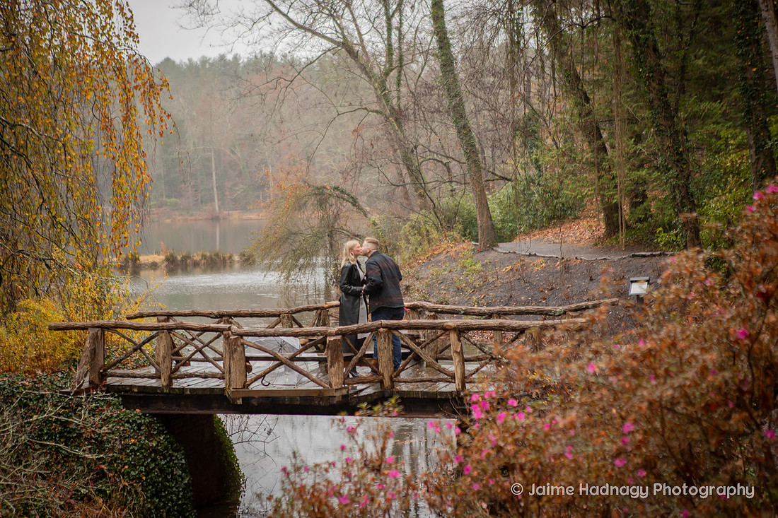 Surprise Proposal in the Rain at The Biltmore Bass Pond | Engagement Photography