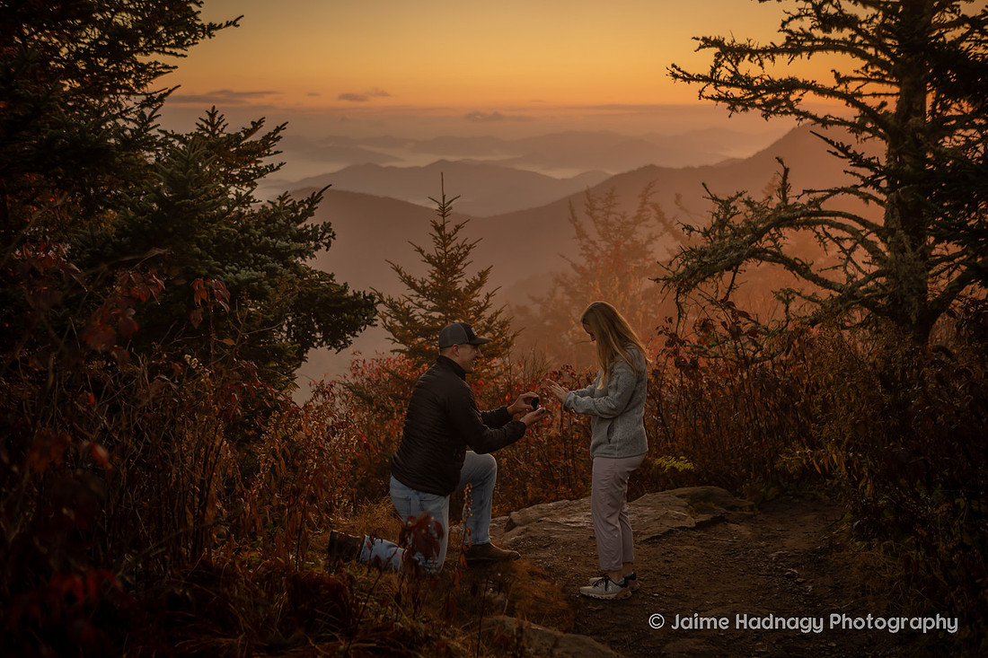 Sunrise Hiking Proposal | WNC Engagement Photographer